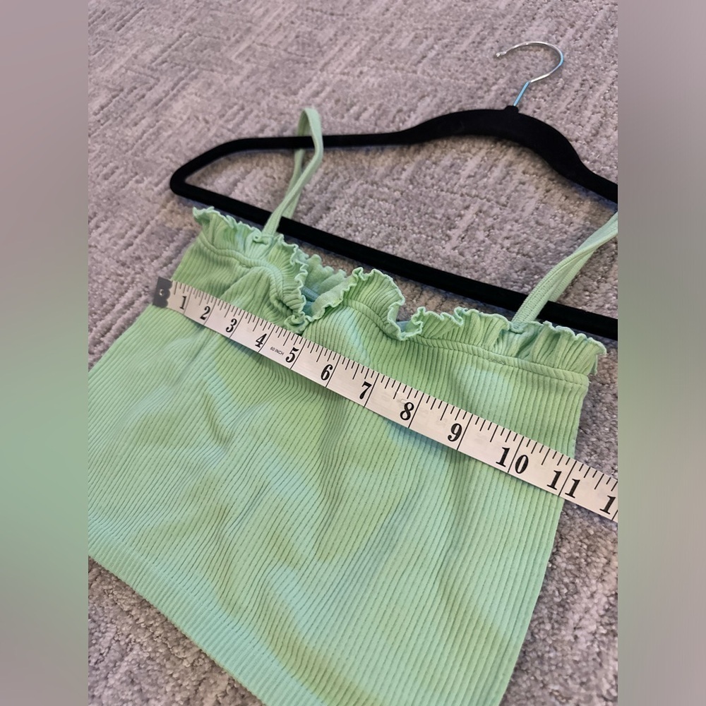✨Zara Lime Green Ruffle Trim Top | XS-Small | Stretchy - Picture 6 of 7